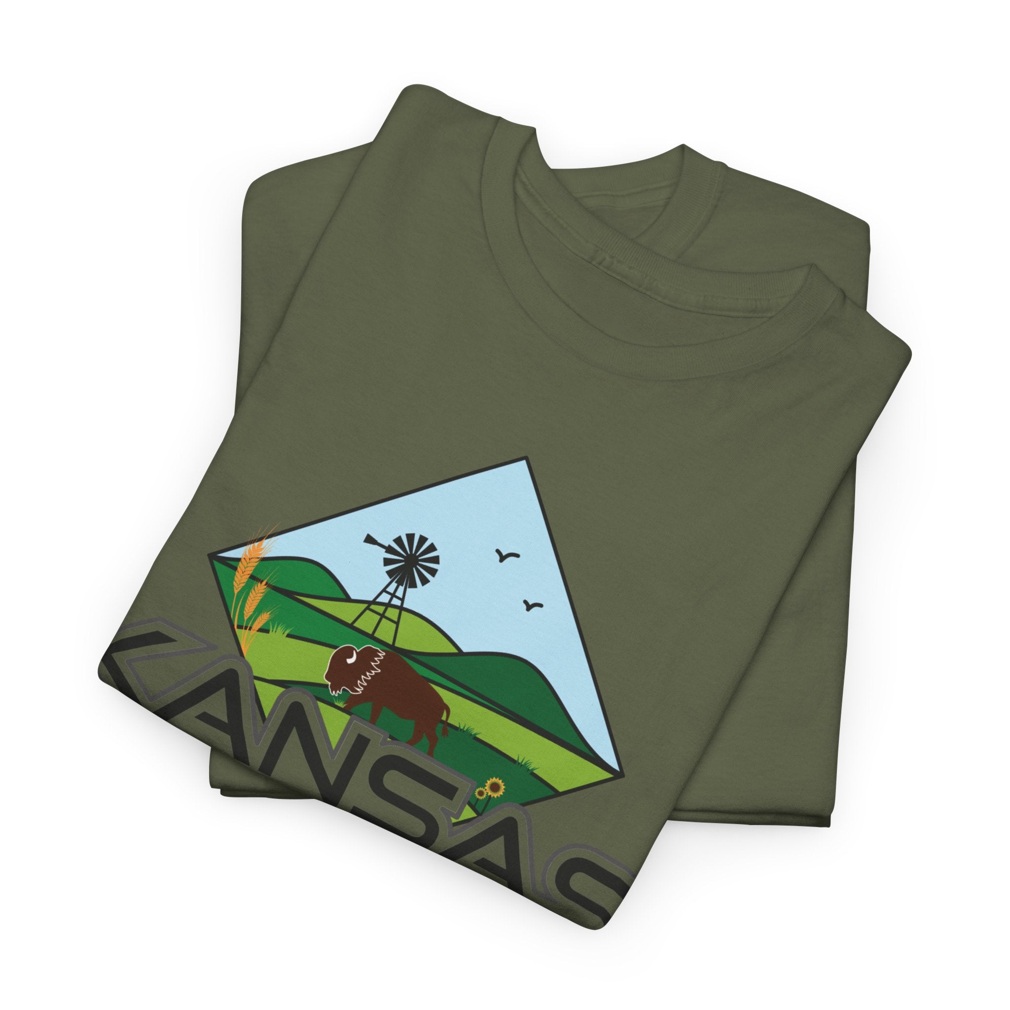 KAS Landscape T-Shirt | Retro Sunflower & Windmill State Pride Tee