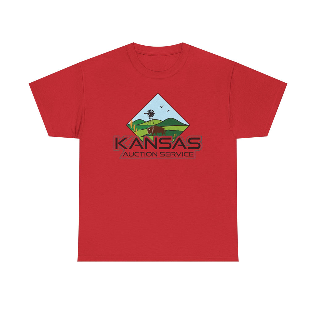 Kansas Auction Service Landscape T-Shirt — Retro Sunflower & Windmill State Pride Tee