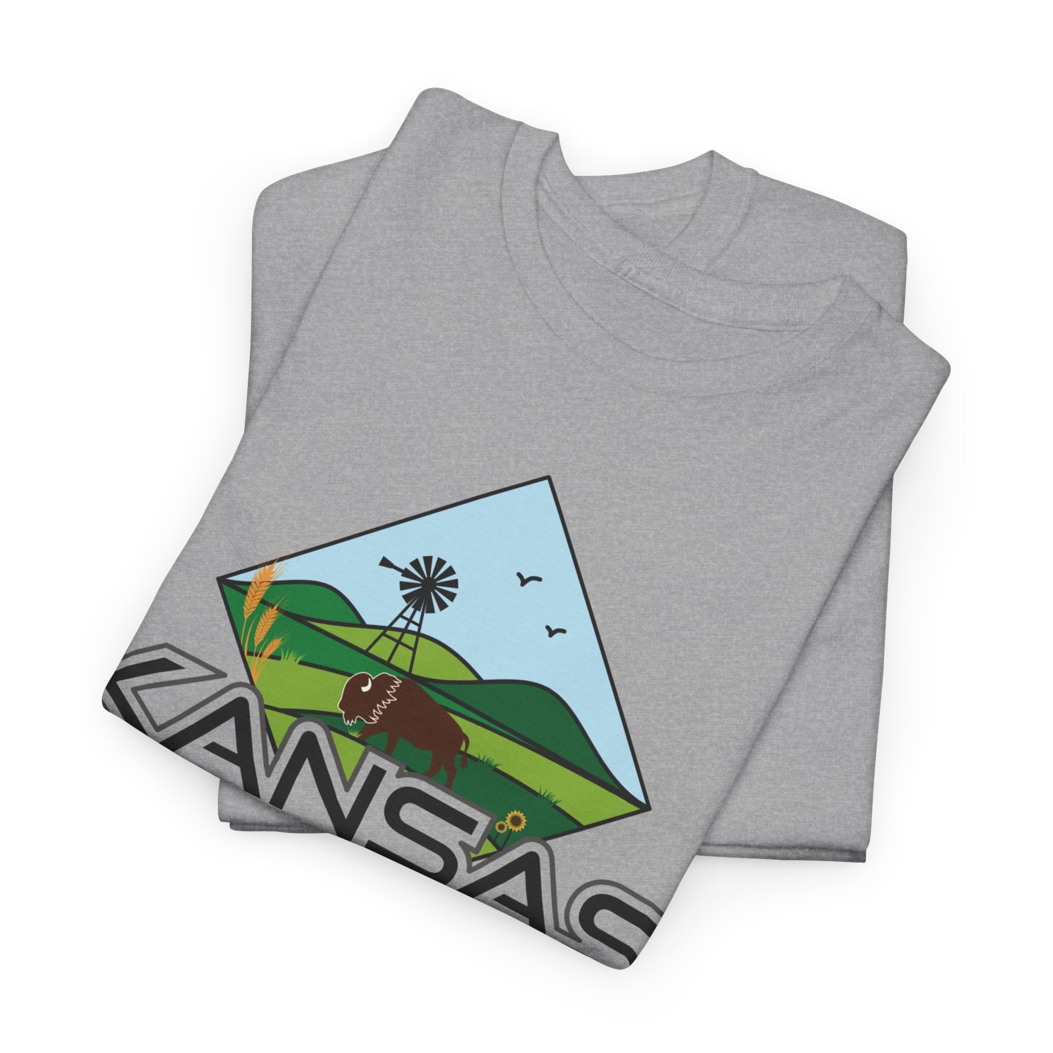 KAS Landscape T-Shirt | Retro Sunflower & Windmill State Pride Tee