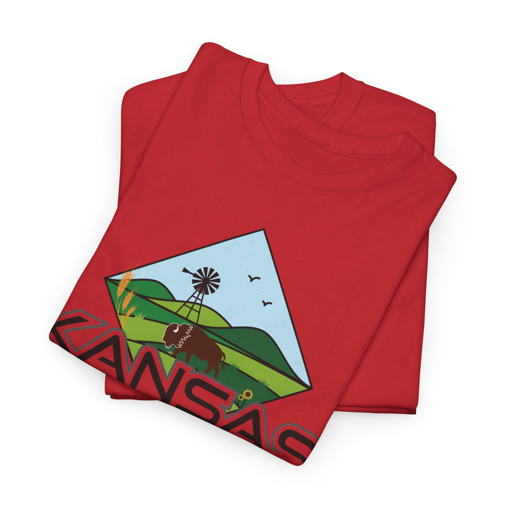 KAS Landscape T-Shirt | Retro Sunflower & Windmill State Pride Tee